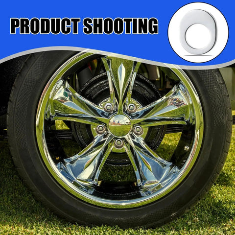40 Pack Offset Wheel Washers Compatible With Most Wheels And Tire Repair Tools, shown on a car wheel close-up.