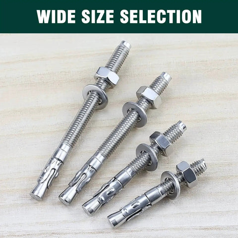 12 Pack M6 1.0 By 60mm Wedge Anchors Stainless Steel 304 Grade 18 8 Concrete Anchor For Heavy Duty Outdoor Marine Use