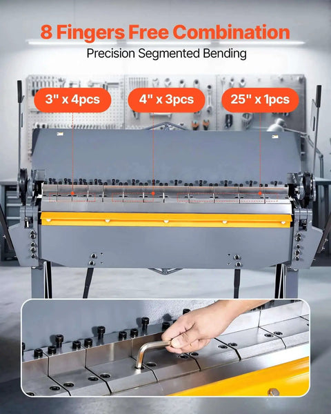 48 Inch Heavy Duty Box And Pan Brake for metalworking with 12 gauge mild steel capacity, showing adjustable bending and 8 fingers.