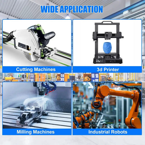 Pro Grade Linear Guide Rail Kit With 200mm Rails And Four HGH20CA Bearing Blocks for use in cutting machines, 3D printers, milling machines, and industrial robots