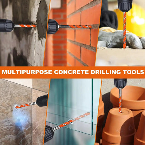 Durable Concrete Drill Bit Set With Carbide Hex Shanks For Masonry And Glass Brick Plastic Cement Tile Includes Twelve Six Inch Bits In Sizes Five Thirty Second Inch Through One Half Inch Ceeintee used on various surfaces