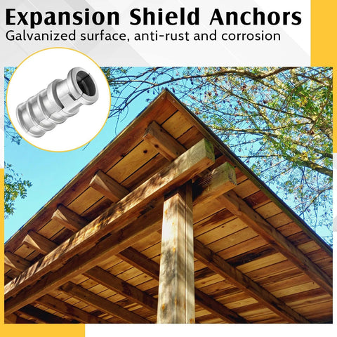 100 Pieces Lag Shield Anchors Set One Quarter Inch By One Inch Zinc Alloy Concrete Anchors for indoor and outdoor use