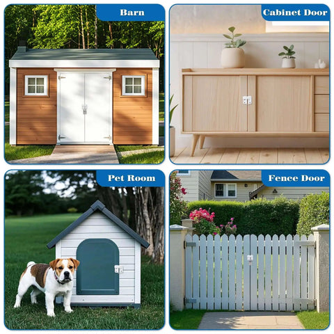 Flip Gate Latch Beefy Lock With Slide Bolt for barn, cabinet, pet cage, and fence door applications, matte white SUS304.