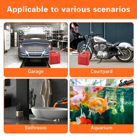 Cordless Fuel Transfer Pump 3.2 GPM Portable Battery Powered For Vehicles Boats scenario uses in garage, courtyard, bathroom, aquarium.