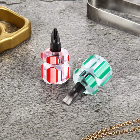 Two Piece Mini Screwdriver Set For Sewing Machines And DIY Fixes, Grab And Go Pocket Tools With Slotted Flat Head And Phillips Cross Head