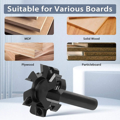 Beefy Slab Flattening Router Bit For CNC Surfacing Half Inch Shank Two Inch Cutting Diameter Six Wing Planing Bit