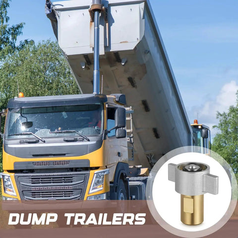 1 Pack 1 Inch NPT Wet Line Wing Nut Hydraulic Quick Disconnect Female Coupler next to a raised dump trailer in use