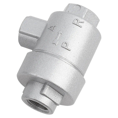 Quick Exhaust Valve For Pneumatic Systems, One Quarter Inch BSPT Threaded Aluminum, One Way Air Release Valve, front view