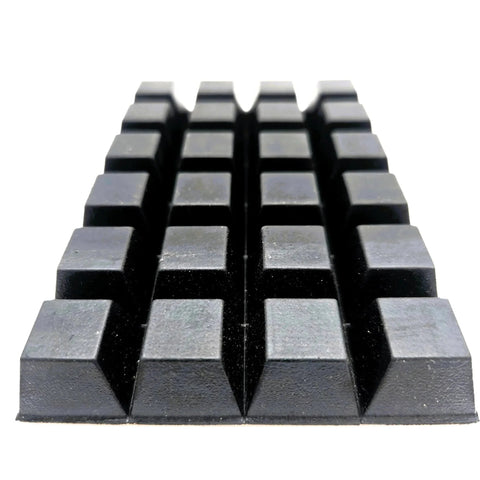 Close-up of Three Quarters Inch Wide Pyramid Silicone Rubber Bumper Feet With Adhesive Backed Pads, 5/8 Inch Thick, 24 bumpers