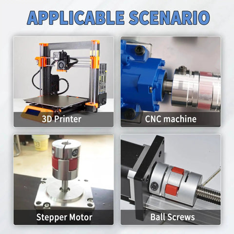 Aluminum Alloy Plum Flexible Shaft Coupling For CNC Servo Motors in 3D printer, CNC machine, stepper motor, ball screws applications.