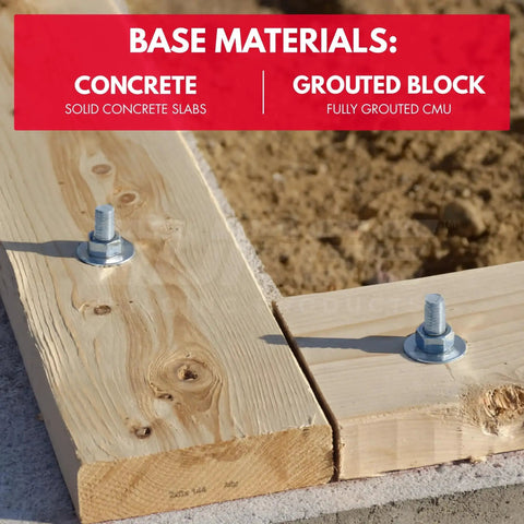 Heavy-Duty 3/4 Inch Wedge Anchors For Concrete And Cement Zinc Plated Rust-Resistant Carbon Steel installed in wood frame