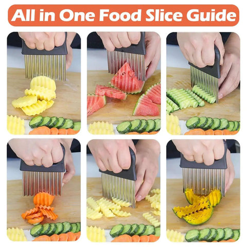 Crinkle Cutter Waffle Fry Cutter Stainless Steel French Fry Slicer For Fries And Veggie Chips Transform Everyday Veggies And Fruits Into Fun Wavy Slices Perfect For Fries Cucumbers And Fruit Salads