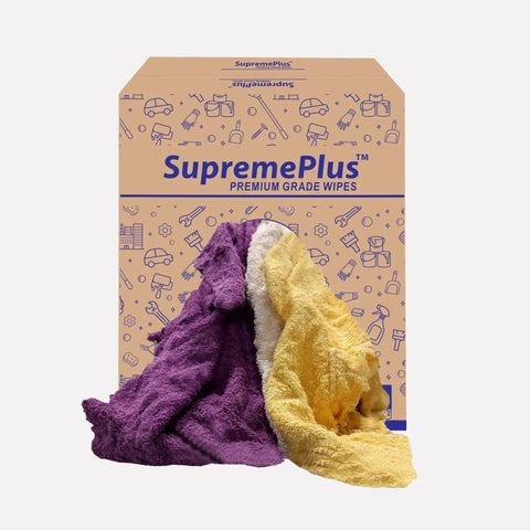 Recycled Color Terry Cloths 50 Lb Box, Super Absorbent Cotton Cleaning Rags For Garage, Shop, Industrial Use And Housekeeping