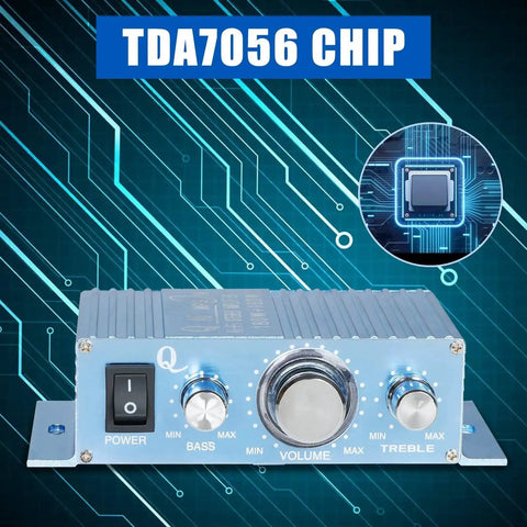 Mini Car Audio Amplifier With Bass Boost And Volume Knobs, 2 Channel Hi Fi Stereo Receiver, TDA7056 chip