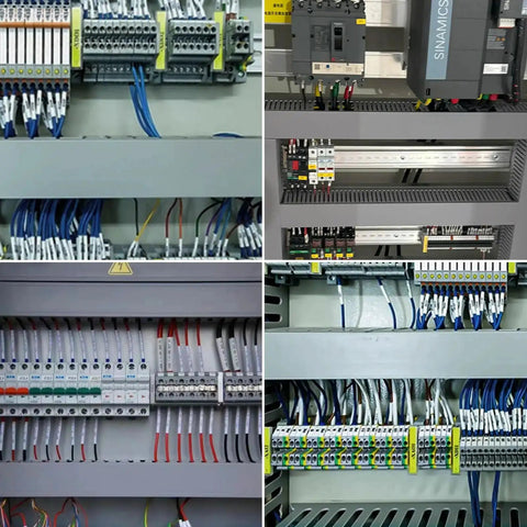 Electrical panel wiring for 62.8 Inch Cable Raceway Kit for under desk cable management and server racks installation view