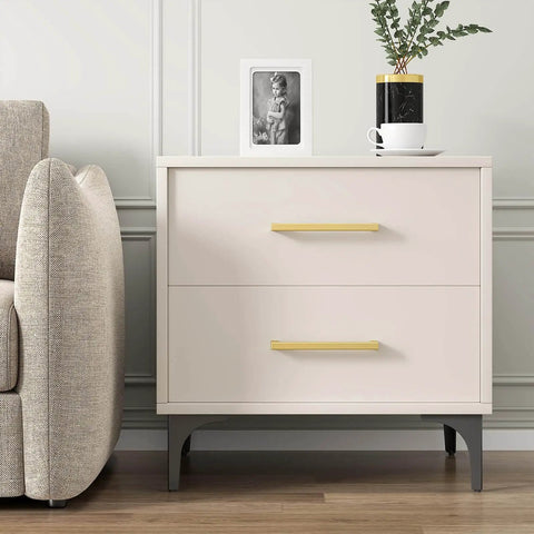 Dresser with two drawers featuring Five Inch Gold Cabinet Pulls 35 Pack Brushed Brass Drawer Handles Modern Square Stainless Steel Hardware