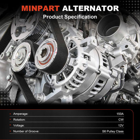 Beefed Up High Output 12V 150A CW Pulley Alternator Replacement For 2014 Through 2016 Silverado 1500, 2015 Through 2016 Tahoe