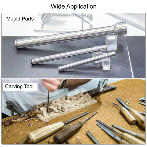 10 Pack 3mm By 100mm High Speed Steel Round Rods For Lathe Bar Stock Machining Drill Milling Boring And DIY Craft Projects Durable HSS Tooling With Hardness HRC 61 63 For Precision Shafts And Gears Uxcell shown in mold parts and carving tool use.