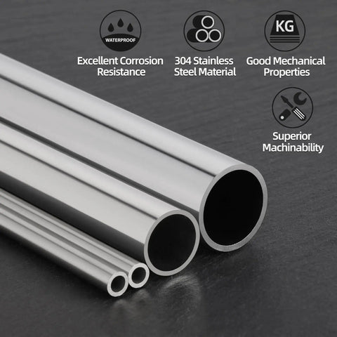 Two Pack Stainless Steel Round Tubing 300mm 0.75 Inch OD 304 Seamless Tube Heavy Duty Industrial Grade Capillary Metal Tube
