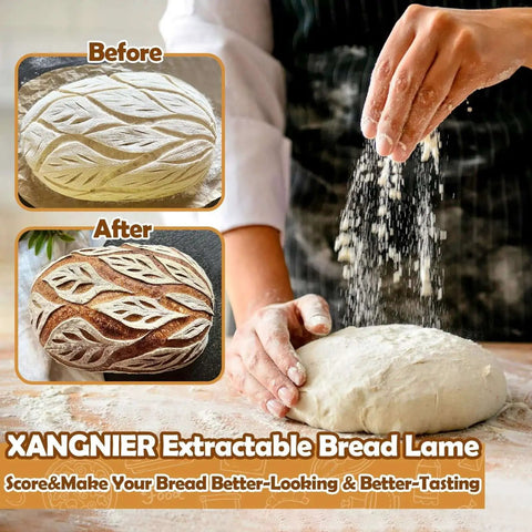 Person using Magnetic Bread Lame For Sourdough Scoring No Swap Blade System Extractable Design Includes 5 Razor Blades tool