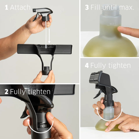 Kärcher WV 6 electric window vacuum squeegee, 11-inch, with spray bottle.