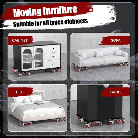 Heavy Duty Furniture Dolly Moving System for Up to 3000Lbs with 5 Wheel Brakes under cabinet, sofa, bed, fridge.