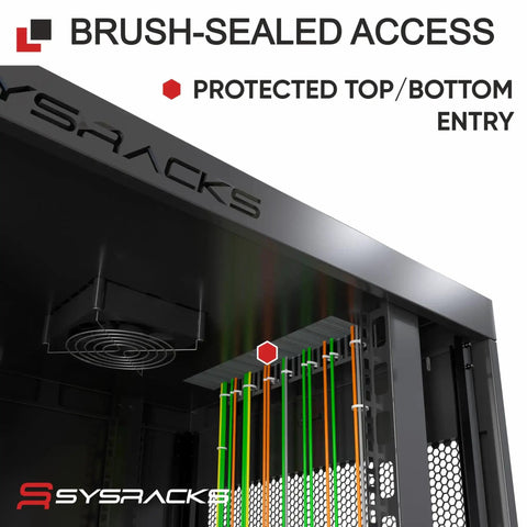 Close-up of brush-sealed access on Wall Mount 18U Server Rack Cabinet With 19 Inch Network Enclosure, showing protected cable entry