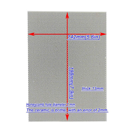 Meter Star heat-resistant ceramic plate with honeycomb holes; square BBQ/oven plate, 7.8in × 5.59in × 0.551in