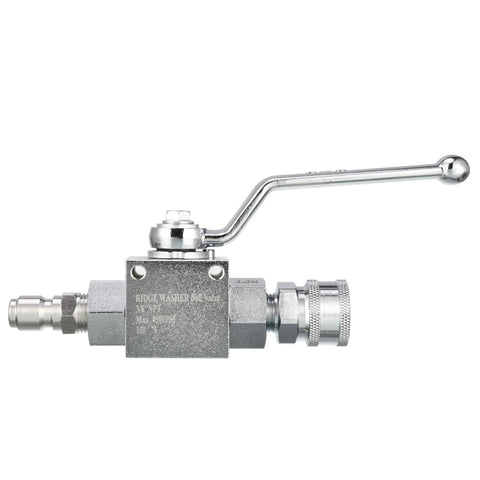 Ridge Washer high-pressure ball valve with lever, 3/8 in quick disconnect, metal body