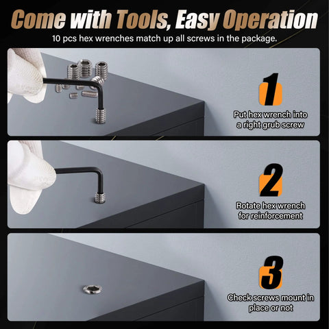 Steps to use hex wrench with 1150 Piece Stainless Steel Set Screws Assortment Kit With 26 Metric And SAE Sizes Allen Head Socket Grub Screws For Bathroom Fixtures And Towel Bars M3 To M8 And 1/8 To 5/16 Inch Heavy Duty And Rust Resistant Fasteners