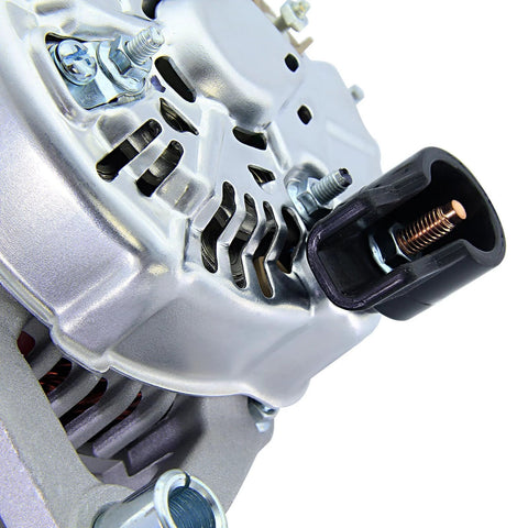 Close-up of Beefed Up Alternator Replacement For 1991 1998 Wrangler Cherokee Grand Cherokee Comanche TJ Dakota with 2.5L and 4.0L V Engines.