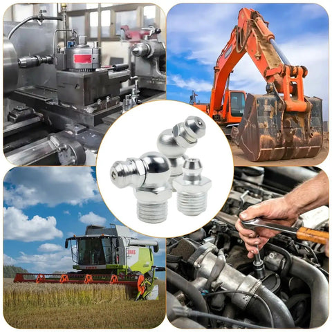 All In One Grease Fittings Assortment Kit 105 Pcs SAE And Metric Zerk Fittings Set with machinery and vehicles images