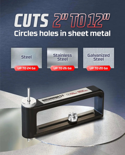 Adjustable Sheet Metal Circle Cutter For Two To Twelve Inch Holes In 24 Gauge Steel 26 Gauge Stainless And Galvanized Metal