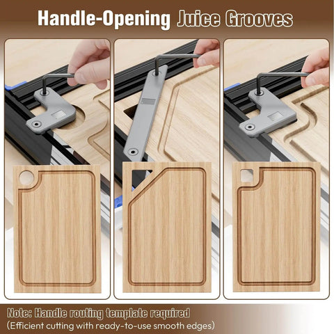 Router Jig For Cutting Boards, Adjustable Guide Fits Up To 18x18 Inches, corner guides for perfect square, round, triangle grooves