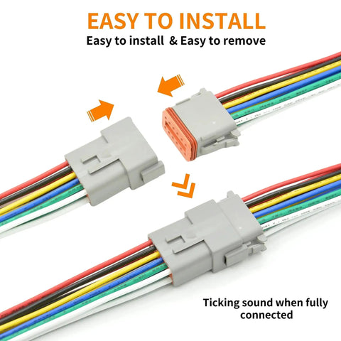 Beefy 12 Pin Deutsch DT Waterproof Automotive Electrical Butt Connector Kit With 16 AWG Wires And Heat Shrink Tubes, easy install