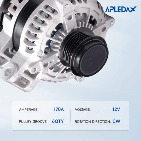 Beefed Up 170 Amp 12V Alternator Upgrade For Buick Enclave 2008 2017 For Chevy Traverse 2009 2017 For GMC Acadia 2007 2017 Saturn Outlook 2007 2010 With Six Groove Pulley Air Cooling CW Rotation OE Style Replacement