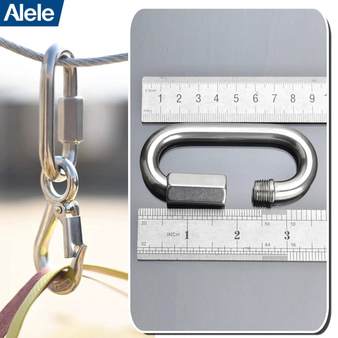 Alele 10Mm Stainless Steel 3 By 8 Inch Quick Links 4 Pack Heavy Duty D Shape Locking Chain Connectors for carabiners and outdoor gear