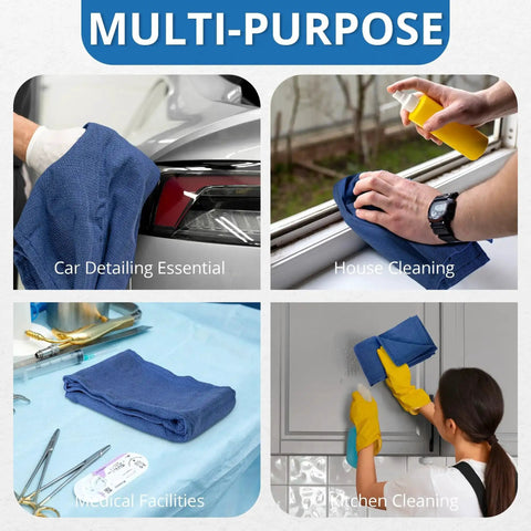 Blue Huck Towels Pack Of 12 Cleaning Rags 100 Percent Cotton Ultra Absorbent Lint Free Towels For Kitchen Bar Home Windows Glass Auto Shop Industrial Use in various cleaning scenarios
