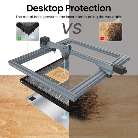 Heavy Duty Steel Honeycomb Laser Bed 500x500x22mm With Magnetic Hold Down For D1 D1 Pro Falcon 2 And Most Laser Engravers Premium Heat And Smoke Dissipation For Precise Cuts And Clean Engraving in use for desktop protection.