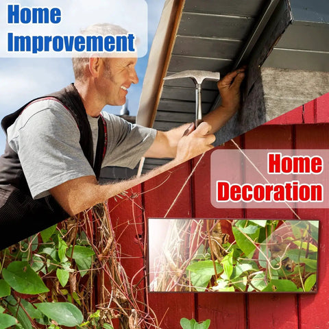 Man working on home improvement project beside home decoration with plants