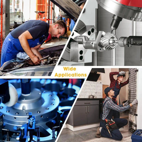 Collage showing various applications of 600 Pcs M3 Screws Set With Black Alloy Steel in automotive, machining, and DIY repairs.