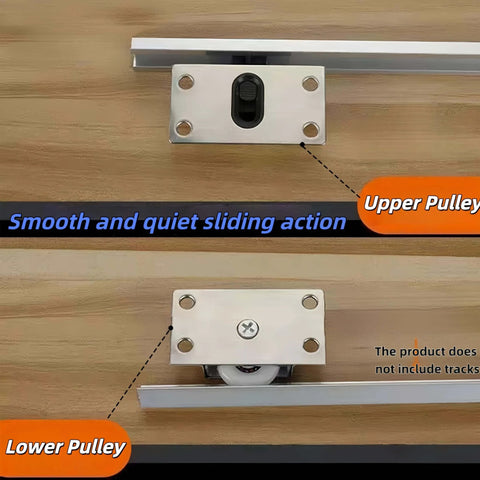 Two Sets Sliding Cabinet Door Hardware For Wardrobe Smooth Silent Nylon Pulley Rollers With 25Mm Wheels upper lower pulley