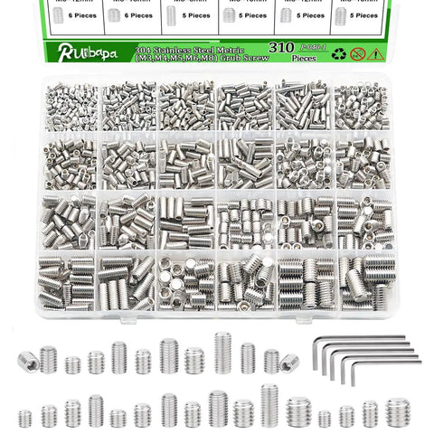 304 Stainless Steel Metric Set Screw Kit With M3 M4 M5 M6 M8 Sizes Grub Screws And Hex Wrenches Ideal For Bathroom Fixtures