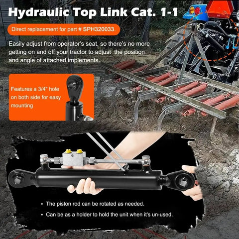Hydraulic Top Link Cat 1 1 With Locking Block And Two Hoses Including Two Way Check Valve Cylinder Set For Most Tractors