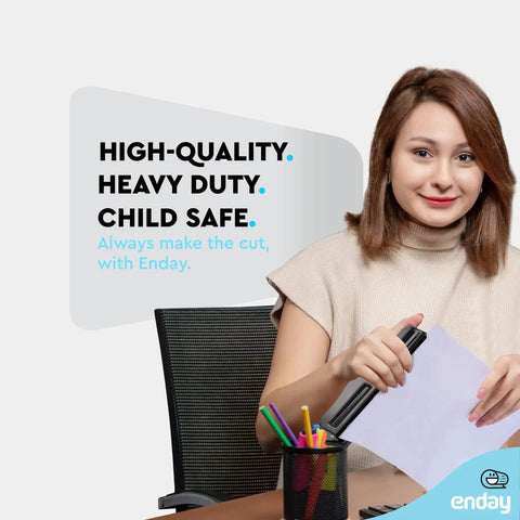 Woman using Heavy Duty Three Hole Punch For Binders Adjustable 10 Sheet Paper Punch with Built In Waste Chip Tray