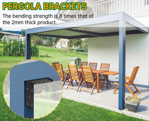 Beefy Heavy Duty 5x5 Inch L Bracket Set For Shelves Fences Pergolas And Posts, 90 Degree Corner Brackets in pergola installation