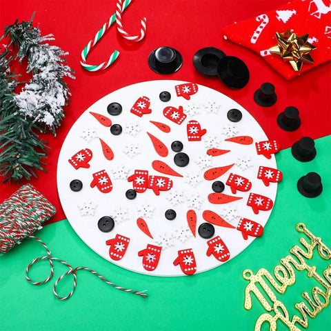 Massive Christmas Craft Button Kit With 450 Pieces Including Carrot Noses Tiny Black Buttons Mini Plastic Top Hats Glove Buttons