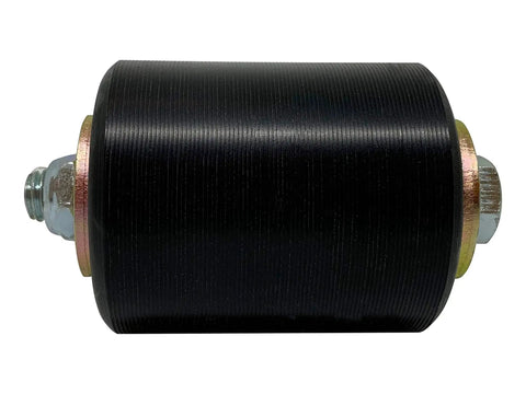 Side view of Slide Gate Guide Roller 3 Inch Black Hard Nylon UHMW Rollers With C Bracket, showing sealed ball bearing.