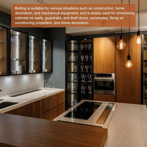 Modern kitchen with wooden cabinets, glass shelves, and pendant lighting, showcasing home and kitchen decoration.