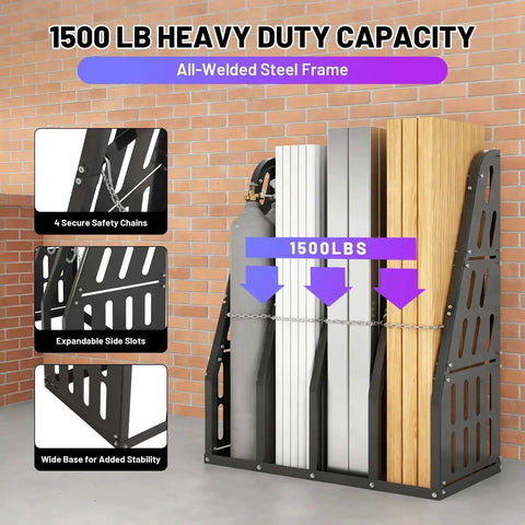 Heavy Duty 1500 Lb Capacity 4 Bay Vertical Bar Rack For Garage And Warehouse Storage Holds Lumber Pipes Conduit And Long Parts